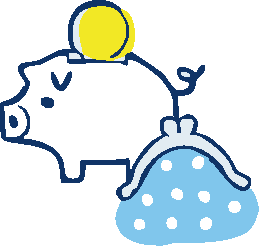 貯金箱と財布のイラスト